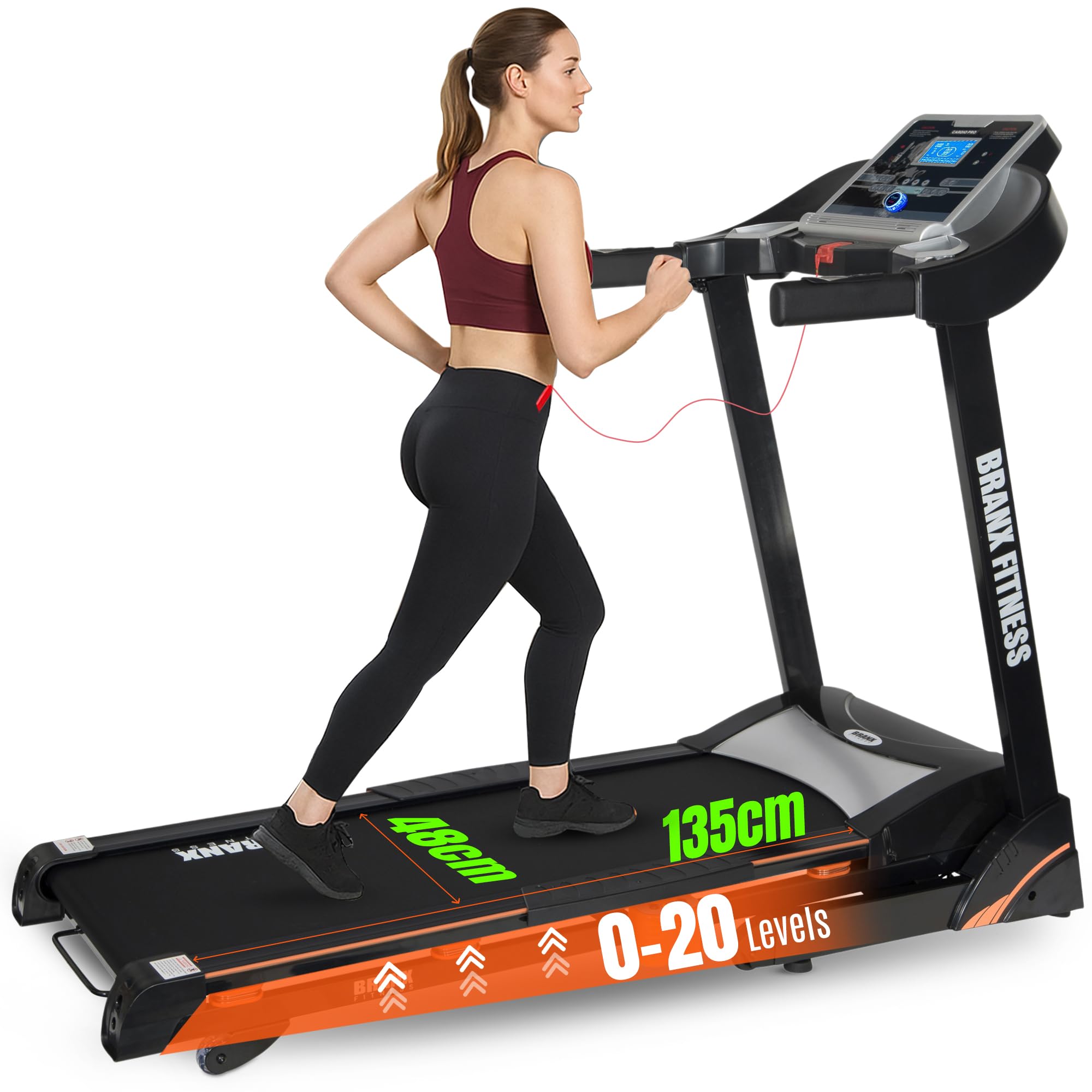 Sponsored Ad – Cardio Pro' Touchscreen Console Treadmill – HUGE 125 x 45cm Running Deck –CERTIFIED 17.5km/h - 6hp - 0-20 Level Auto Incline - Body Fat Readout – UK Based Company