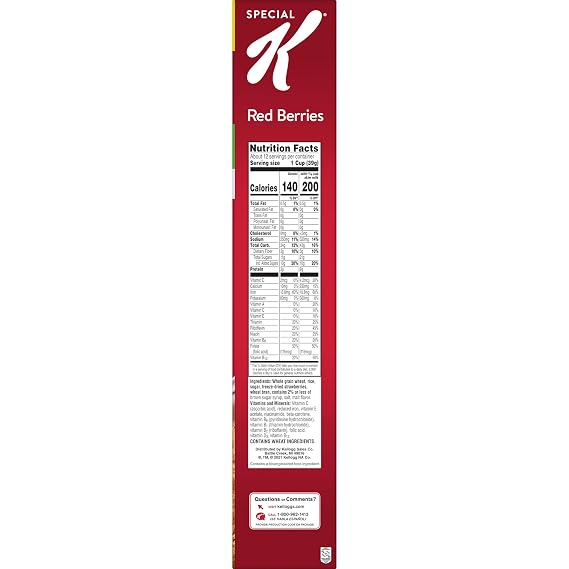 Kelloggs Special K Breakfast Cereal, Family Breakfast, Made with Real Strawberries, Family Size, Red Berries, 16.9oz Box (1 Box)