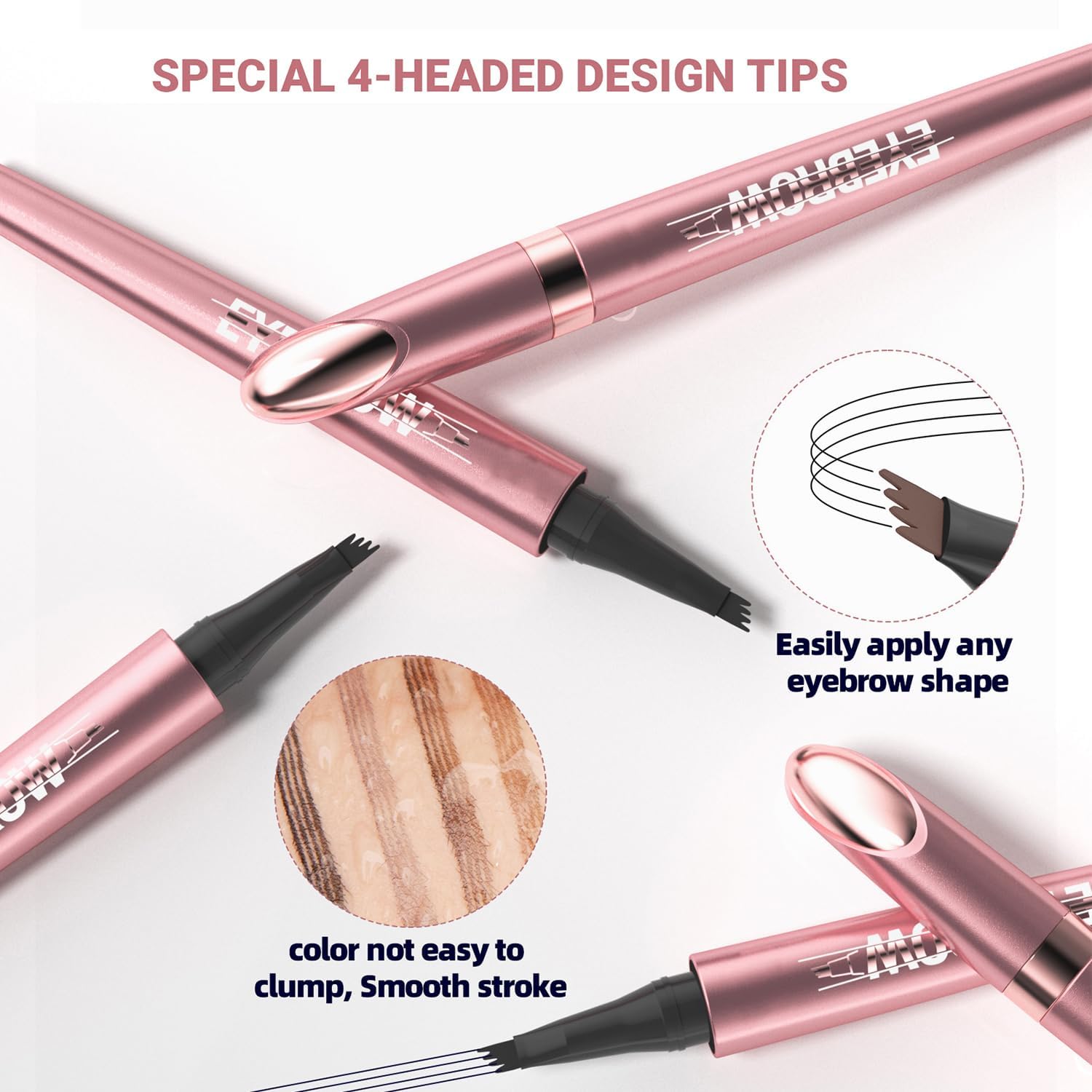 2PCS Eyebrow Pencil,Microblading Eyebrow Pencil with 4 Micro-Fork Tips, Long-Lasting Brow, Waterproof - Image 3