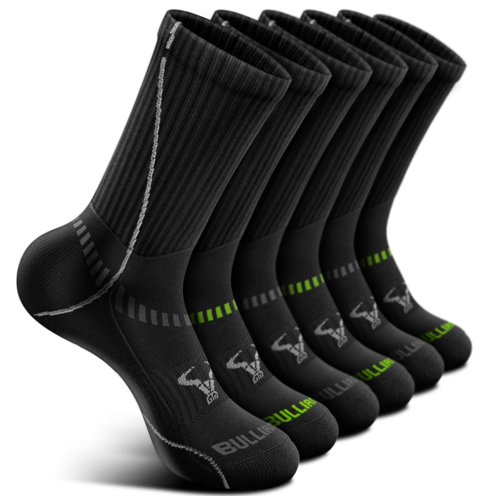 Compression Socks for Men 6Pairs, Athletic Crew Socks Cushioned For Men Sports Running-Arch Support