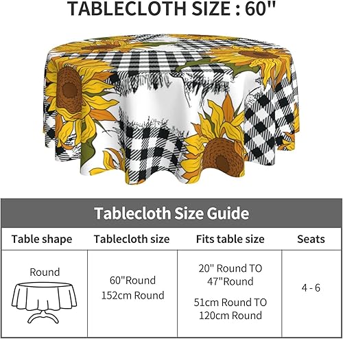 Miniatura 2 de Mantel de girasol, decoración de cocina con girasol, mantel redondo a prueba de derrames, mesa para cocina, mesa de comedor, fiestas y campamento,