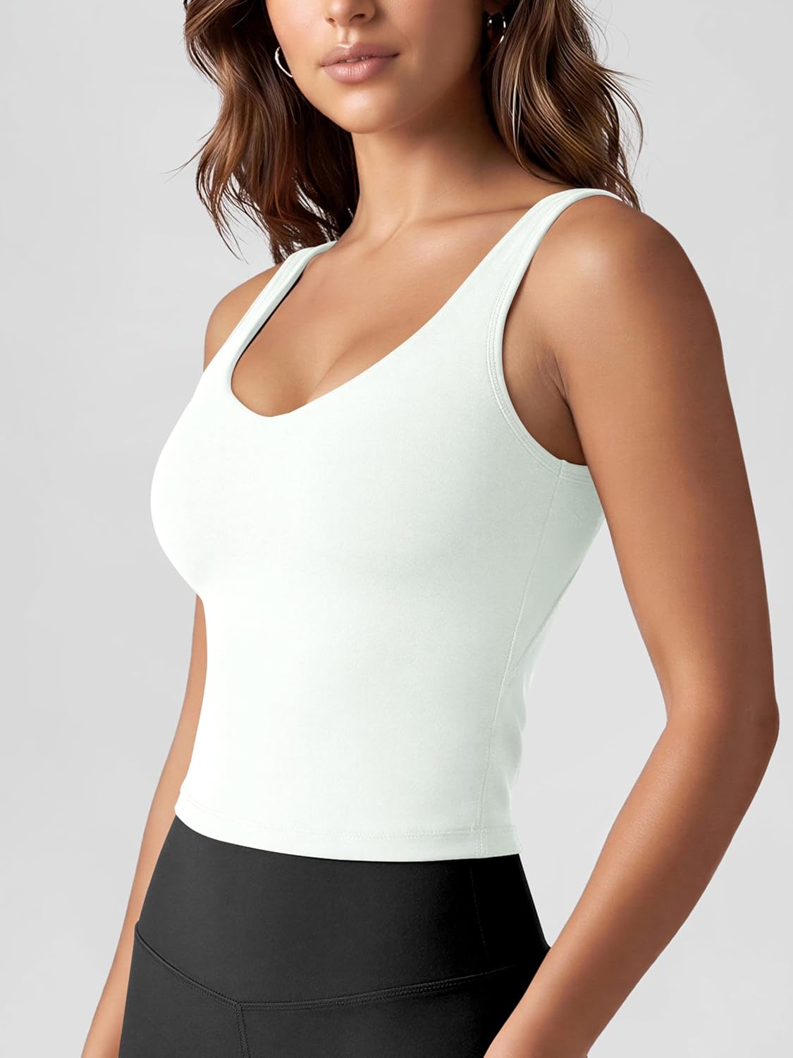 ODODOS Women's Tank Top with Built in Bra - Buttery Soft U Back Light Support Workout Yoga Sports Bra