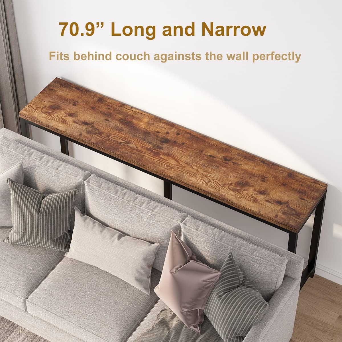 LITTLE TREE 70.9 Inch Long Sofa Table, Narrow Console Table for Entryway Hallway
