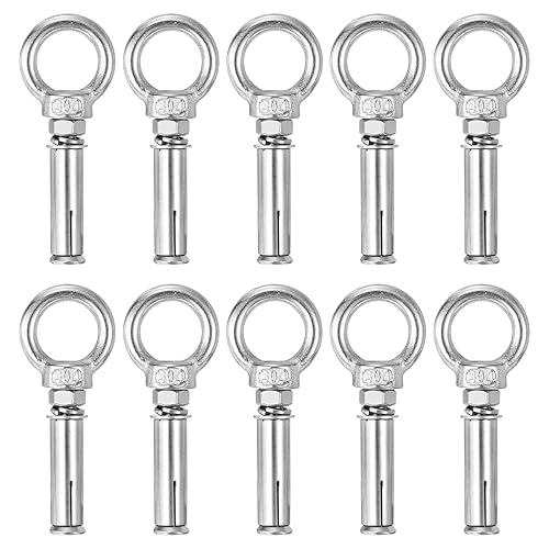 Miniatura 42 de uxcell Aro de elevación de la expansión, 5pcs M8x100mm 304 tornillo de expansión de acero inoxidable con anillo de ojo para pared de ladrillo