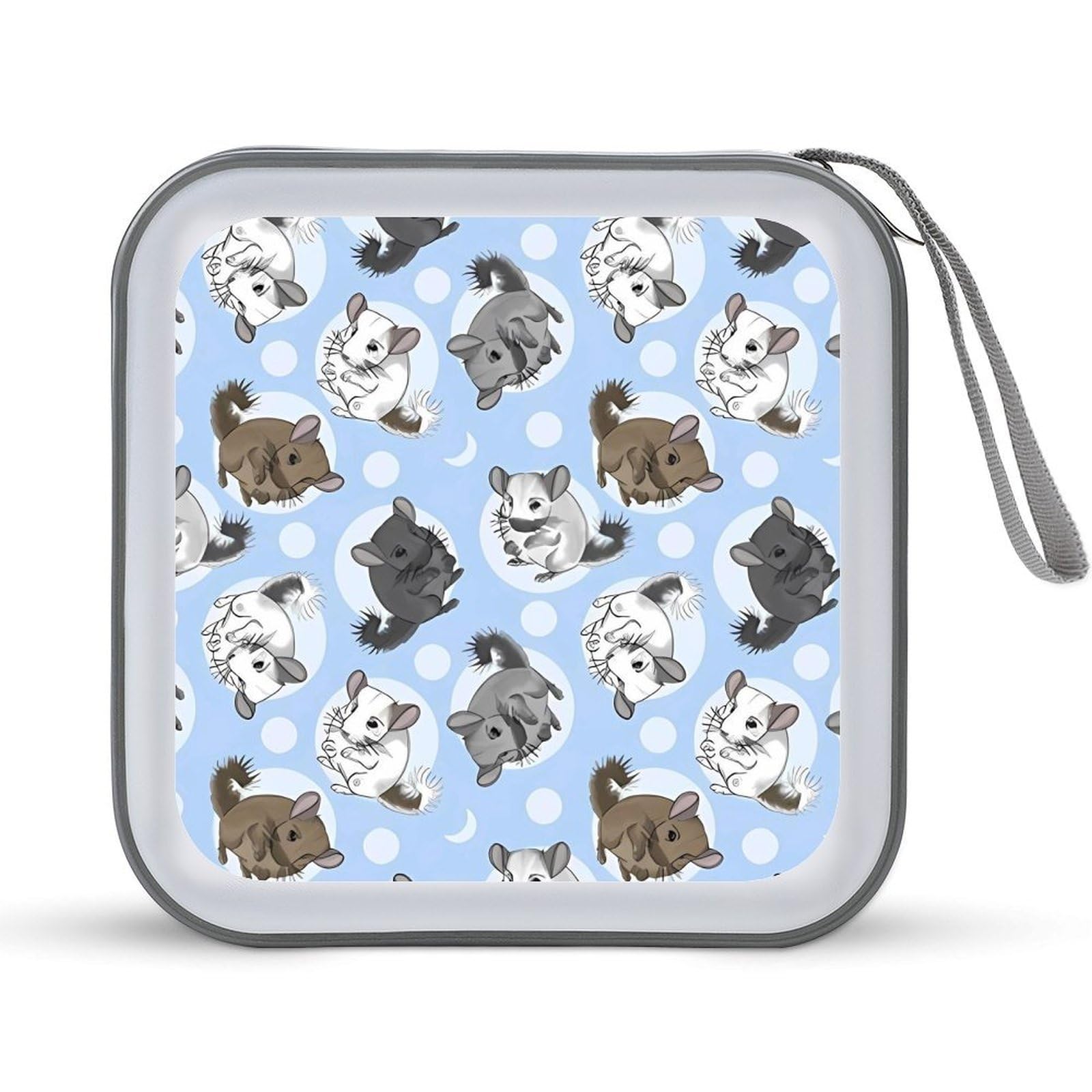 Funda para CD de diseño con chinchillas y lunas de plástico duro rígido