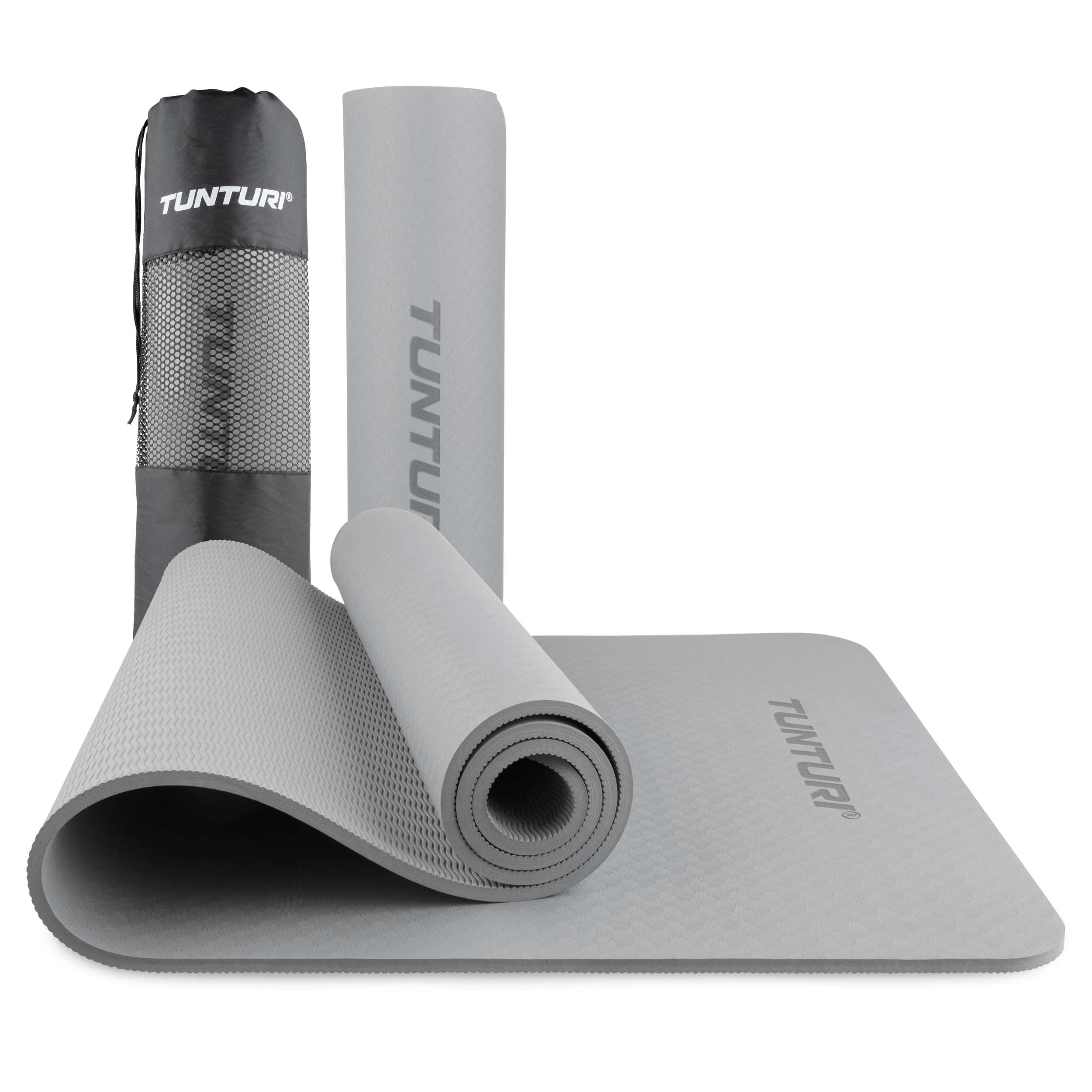 Tunturi Tappetino da yoga spesso 8 mm, antiscivolo, con tracolla, per yoga e pilates, tappetino sportivo, 183 x 61 x 0,8 cm, particolarmente confortevole