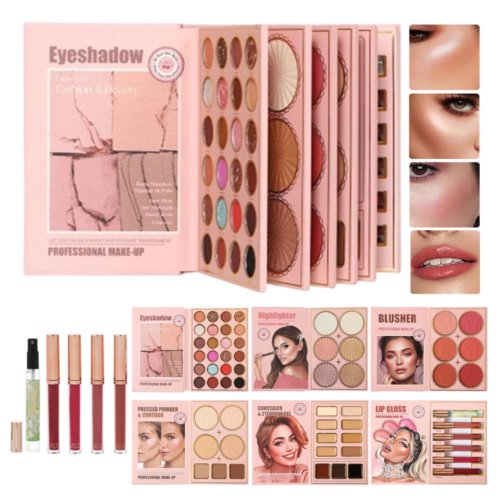 Make-up-Buch Tragbar, 6-lagig, intensiv pigmentiert | -, Lidschatten- und -Set für Frauen, Mädchen, Arbeit, Reisen, Dating, Partys, Abschlussball und Hochzeit