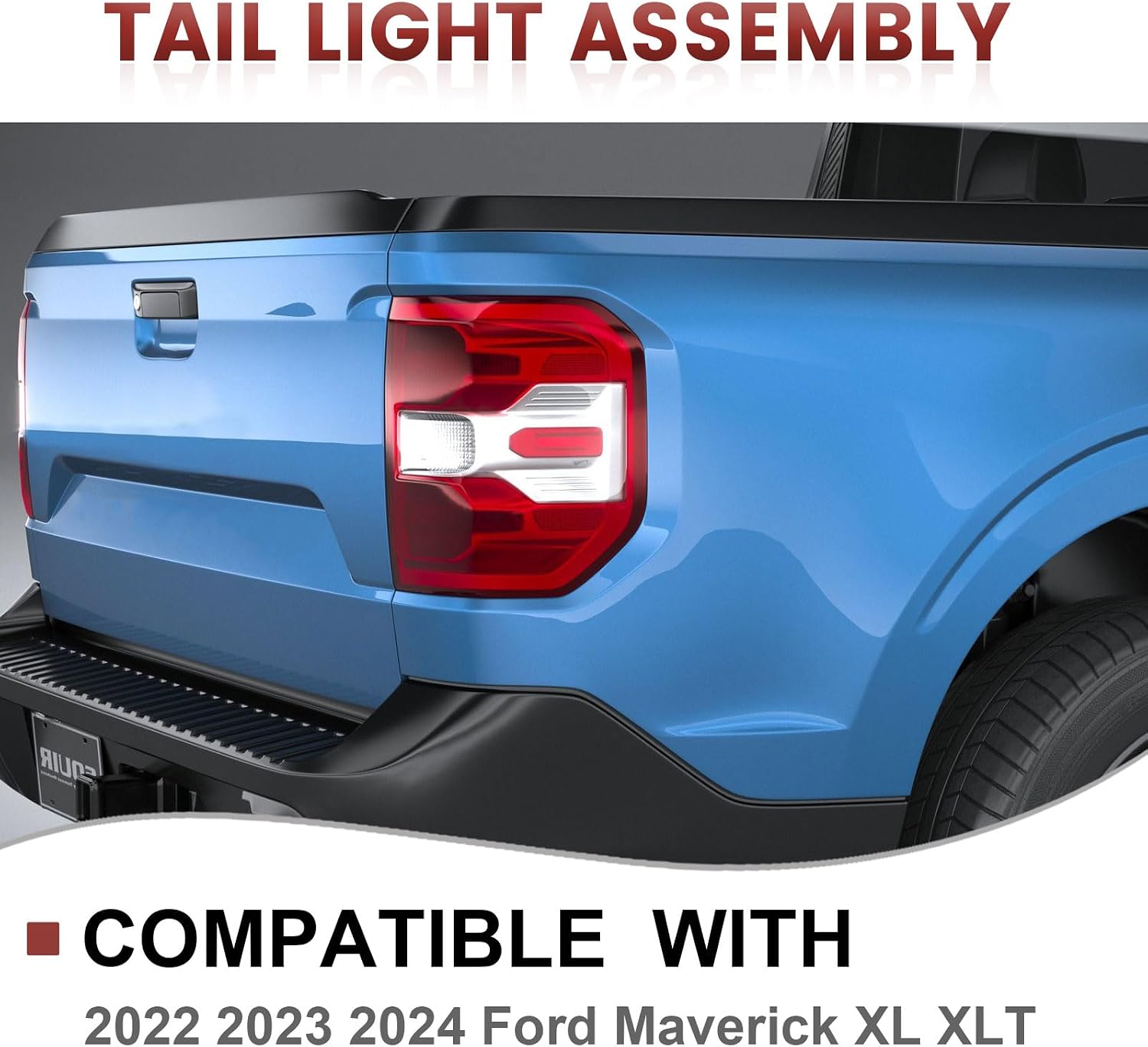 Tail Lights Assembly Compatible with 2022 2023 2024 Ford Maverick XL XLT,Right Passenger Side Rear Light Taillights Replacement # FO2801288