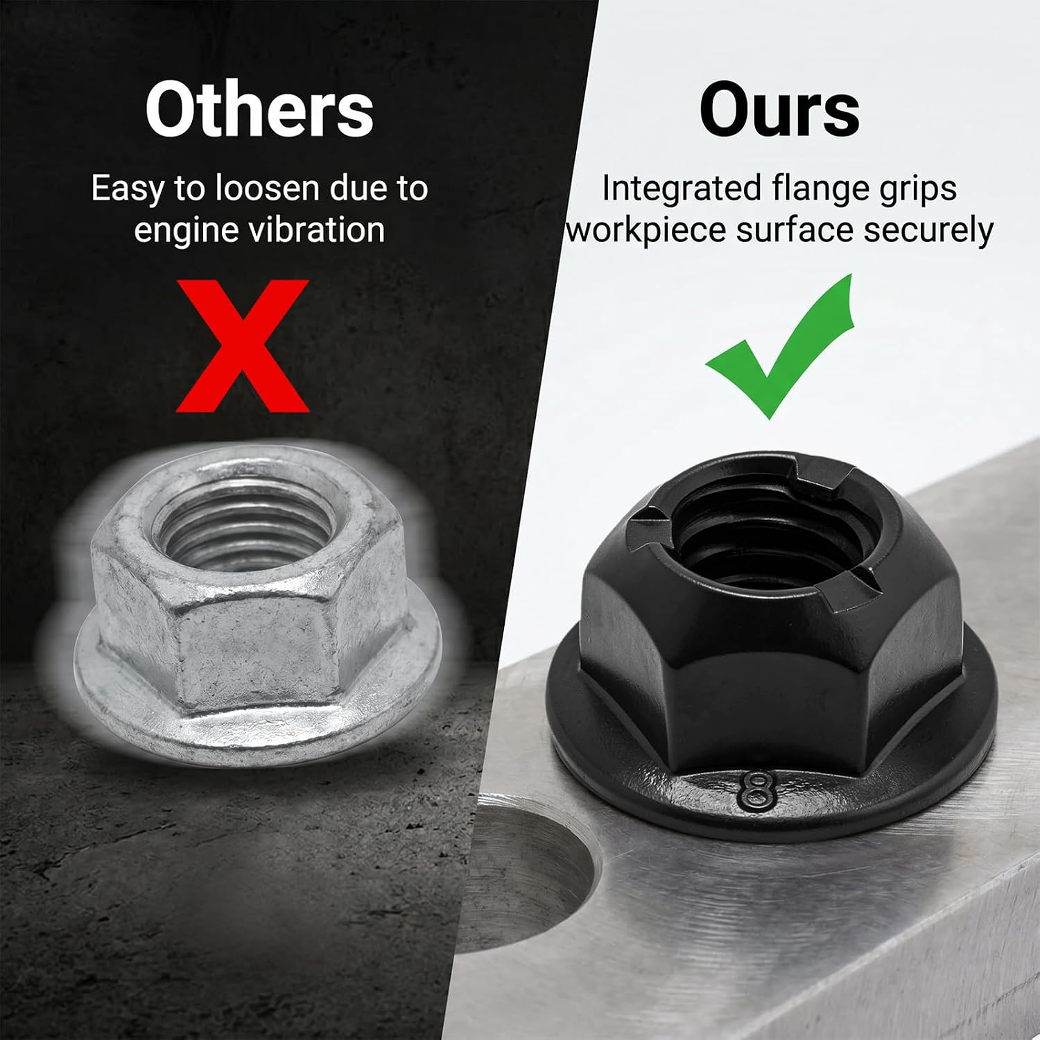 10 Pack 11609746 Windage Tray Nuts, Replacement for Chevrolet GM LS & Vortec Series Engines 1997-2013, M8x1.25 Carbon Steel Serrated Flange Hex Nut