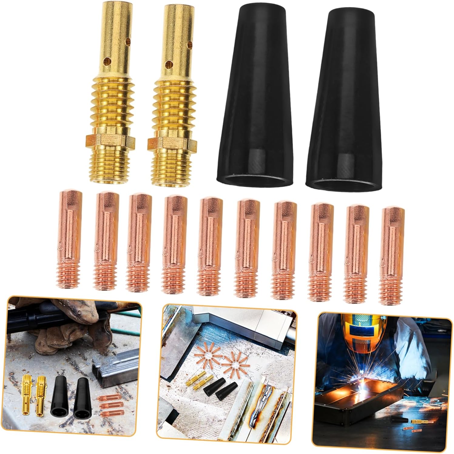 Gatuida 24pcs Mig Mag Welding Nozzle Tips Nozzle Tips for Welding Machine Accessories Robust Wear-resistant