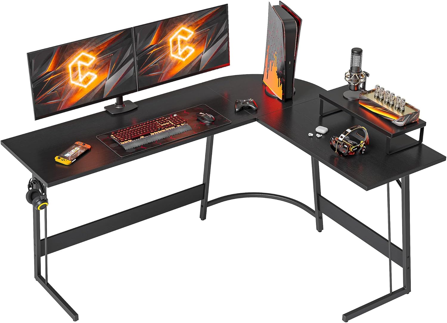 CubiCubi L-Form Gaming Schreibtisch Mit LED & Steckdosen - 105x80cm Home Office Tisch