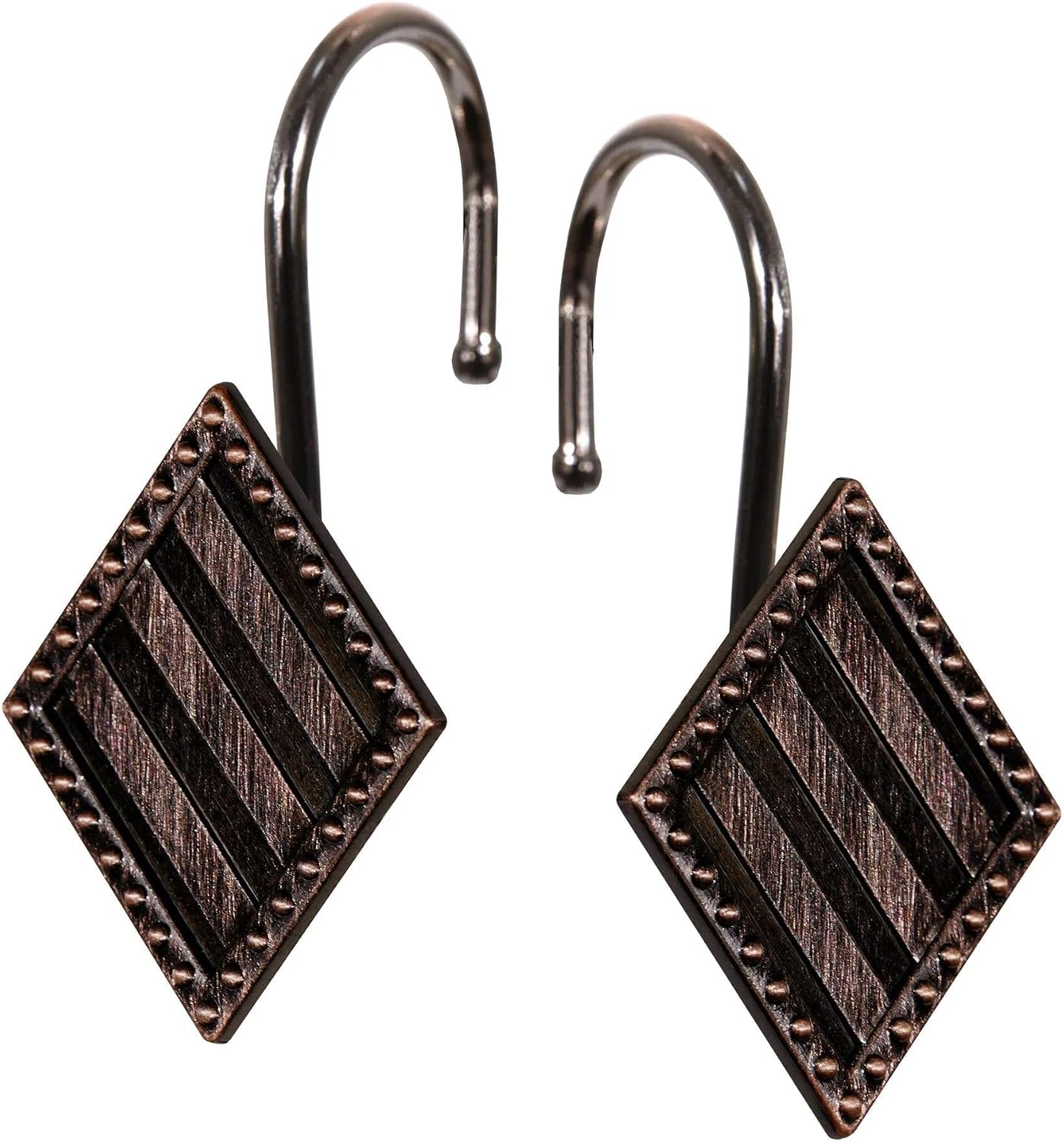 Vintage Bronze Shower Curtain Hooks: 12PCS Geometric Bathroom Curtain Ring