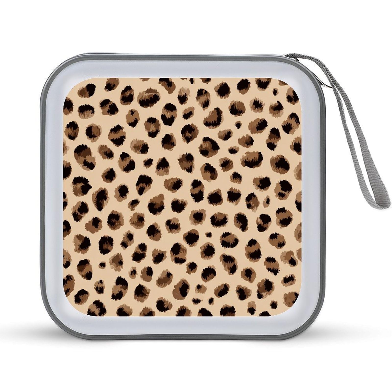 Jubonexis Light Brown Leopard Spots CD Case DVD Storage Case Portable for Car Home Travel