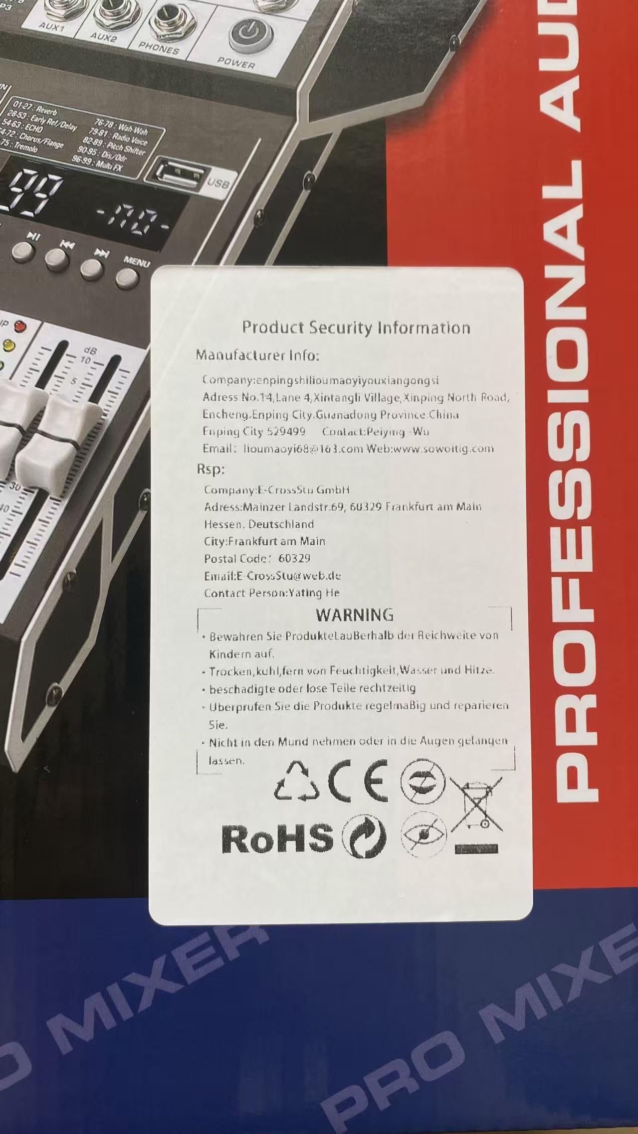 Console mixer audio a 8 canali con 99 effetti DSP, mixer digitale DJ mixer mixer professionale con USB, Bluetooth, alimentazione phantom da 48 V
