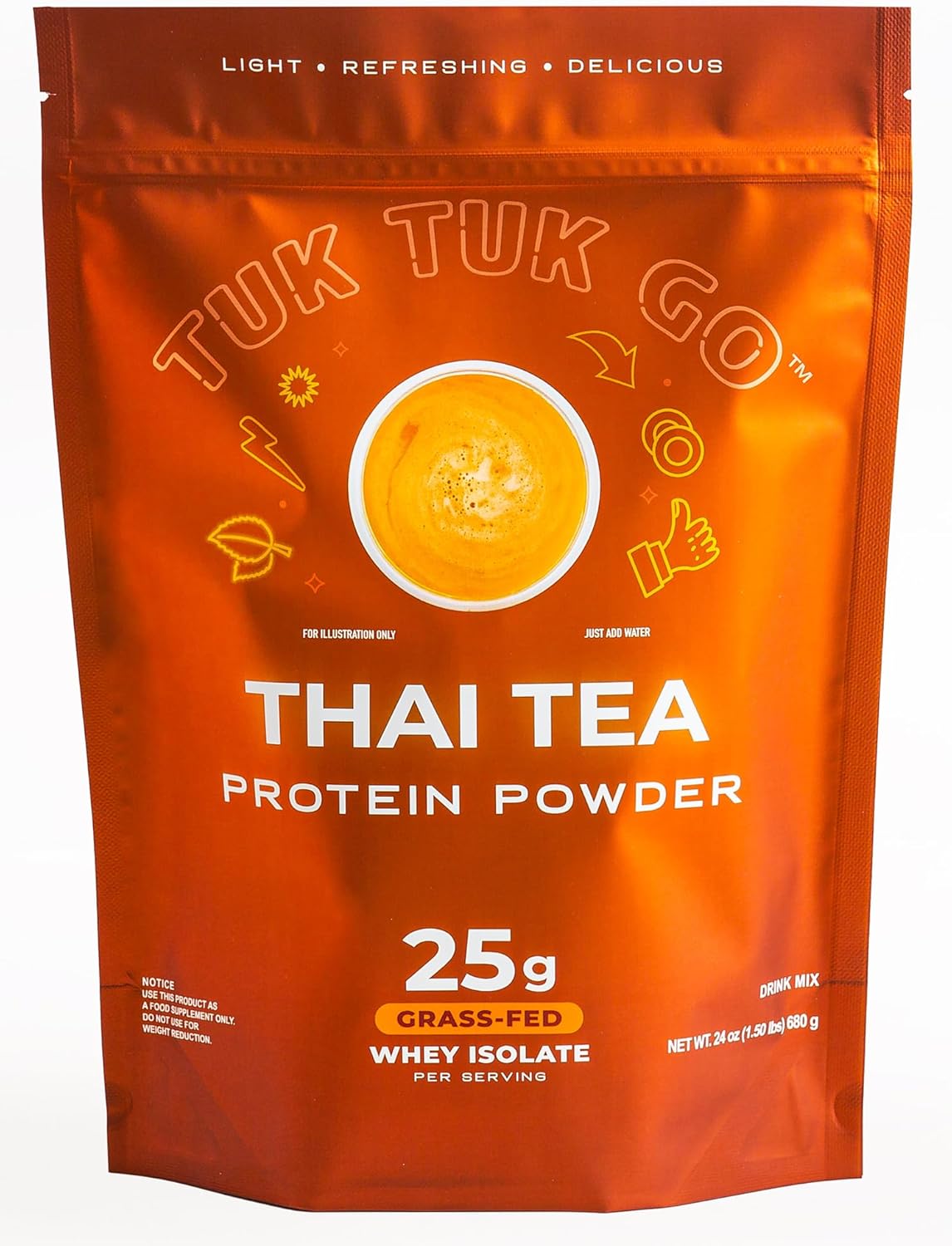 Clear Whey Protein Drink Mix - Thai Tea - 25g Clear Whey Isolate - Refreshing Flavor - 17 Servings - Post Workout Recovery