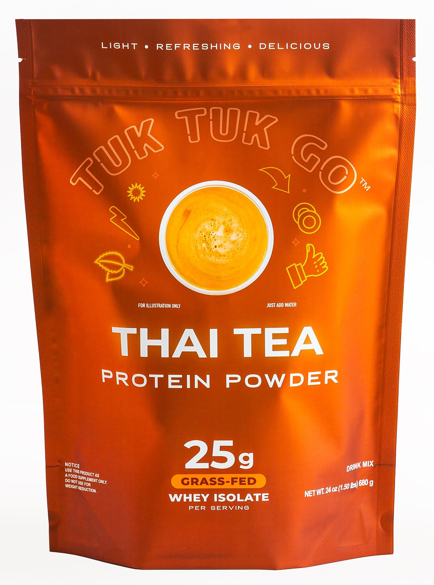 Tuk Tuk Go Clear Whey Protein Drink Mix - Thai Tea - 25g Clear Whey Isolate - Refreshing Flavor - 17 Servings - Post Workout Recovery