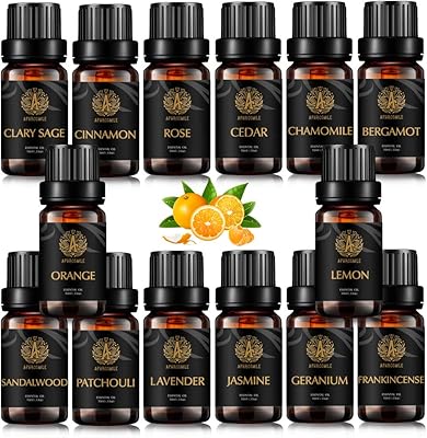 Top 14x10ml Aromatherapy Jasmine Essential Oil Set for Diffuser, 100% Pure Rose Essential Oil Kit for HUmidifier, Therapeu...
