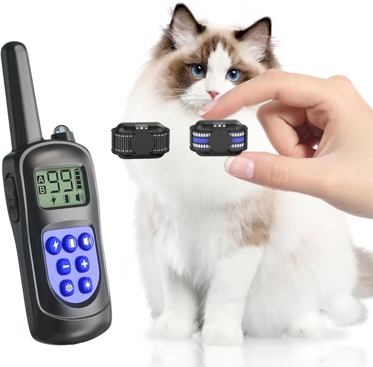 Cat Shock 2 Collars, Ultra-Light & Thin Cat Training 2 Collars with 2000ft Remote, Tailored for 2 Cats & Small Dogs, 99-Level Precise Training to Stop Meowing, Effective for Bad Behavior