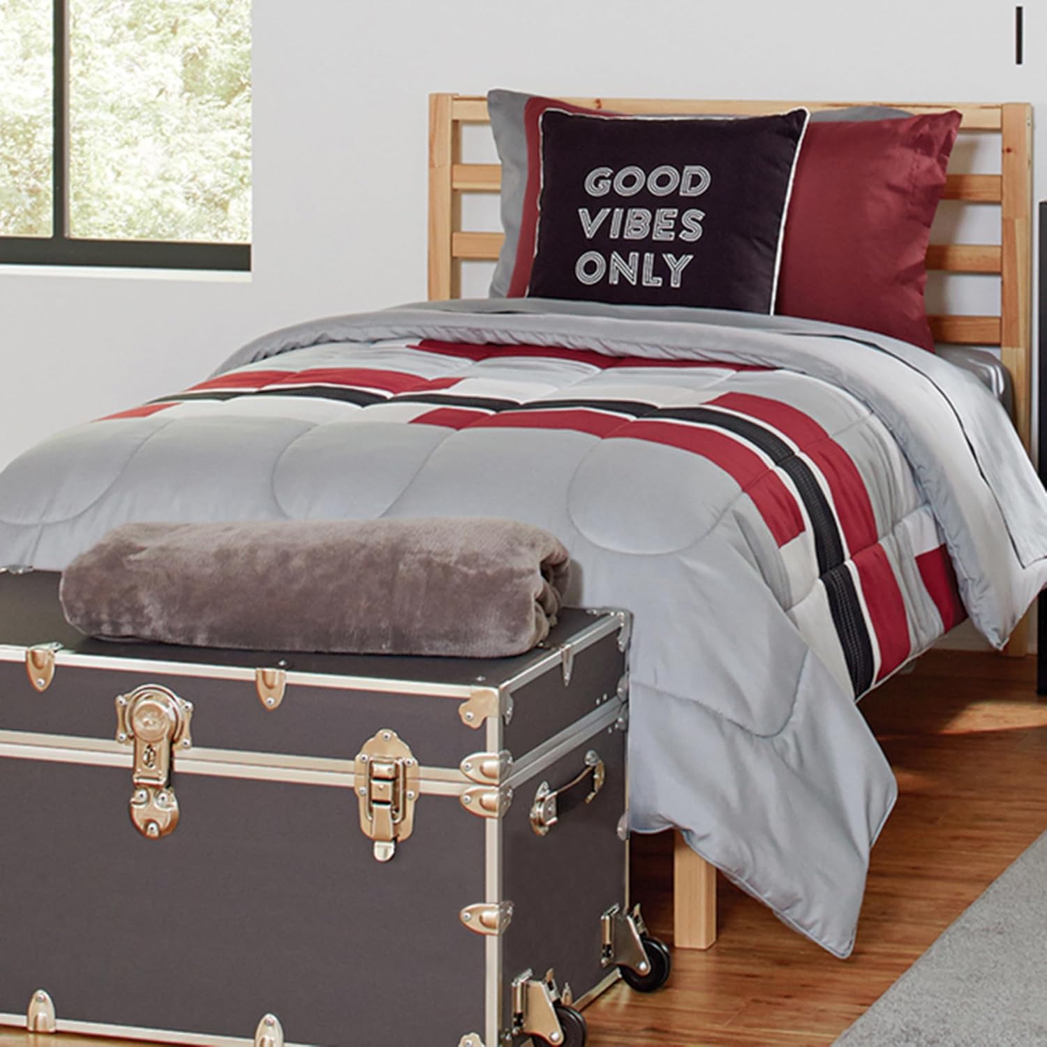 Rhino Trunk & Case Classic XXL Home Storage & College Trunk With Wheels - 36”x18”x18”, Seats 1500+ lbs, Soft-Close Lid. USA Made Secure Dorm Furniture, Organization, Steamer Style Blanket Chest