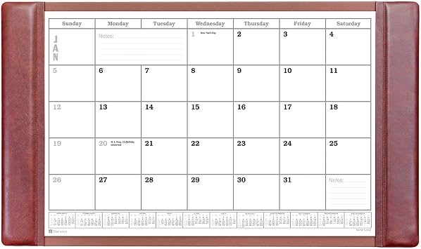 Dacasso Leather Desk Calendar pad, 34 x 20, Mocha, P3050