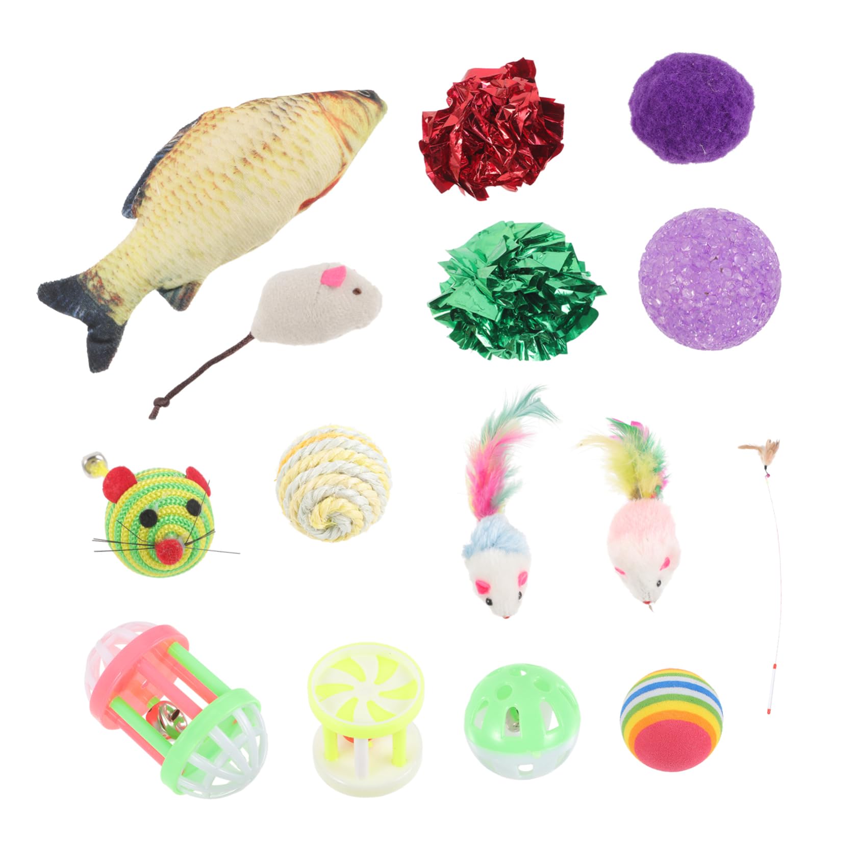 Sosoport 48stücke Teiliges Katzenspielzeug Set Mit Künstlichen Mäusen Und Bunten Spielzeugen Interaktive Beschäftigung Für Katzen Fördert Bewegung Und Koordination Farbe Zufällig
