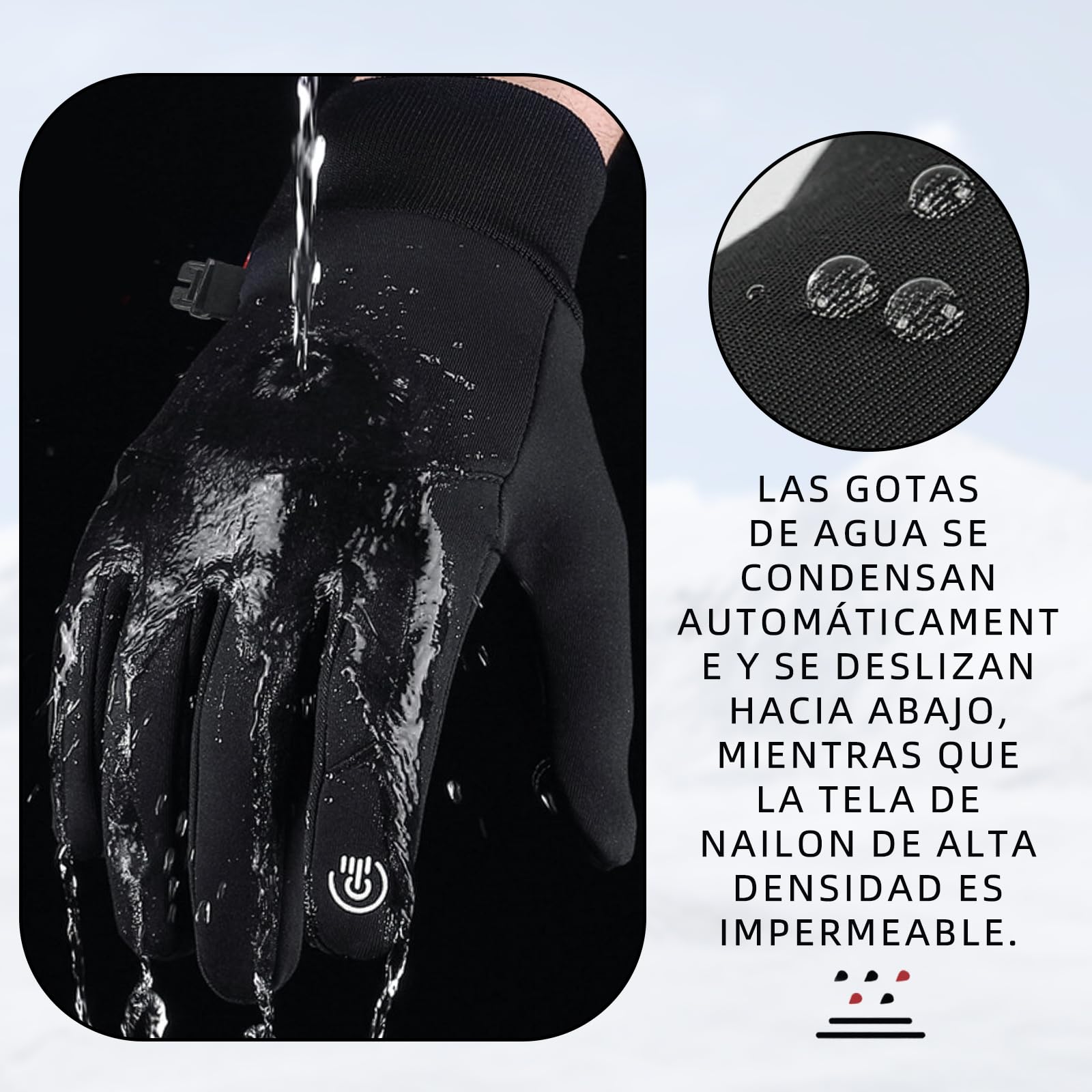 Zynxel Guantes Moto Invierno Hombre y Mujer, Guantes Moto Termicos Pantalla Táctil por Ciclismo,Running, Ligeros, Antideslizantes, Camping, Cálidos, Conducción, Senderismo, Combate, Esquiar