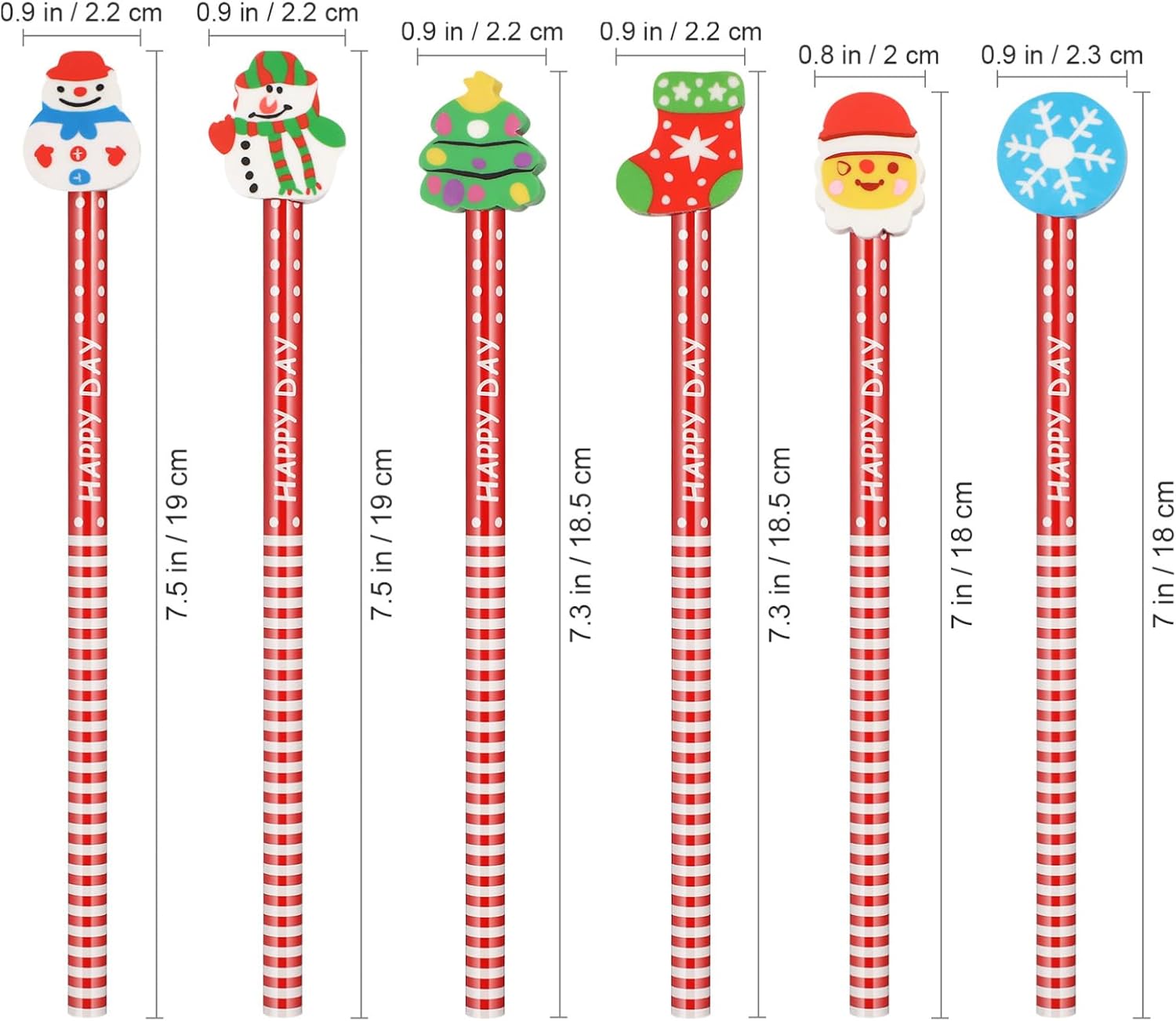 72pcs Cartoon Christmas Pencils Erasers Fun Learning Supplies for Boys and Girls Creative Writing Holiday Parties Adorable Pencils for Random Style