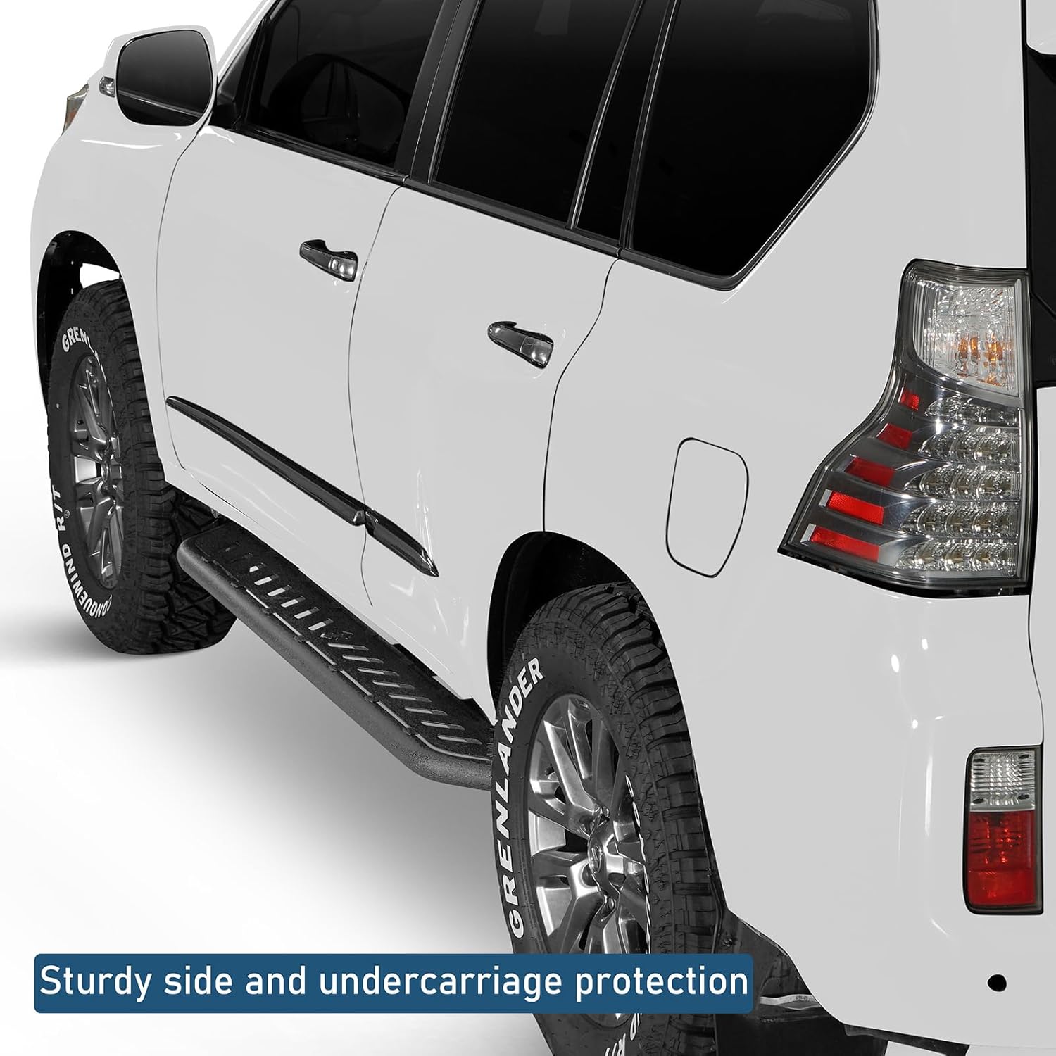 Hooke Road GX460 Running Boards Side Step Nerf Bars for 2010-2023 Lexus GX460, Steel Rock Sliders Guard with 7.5" Wide Non-Slip Foot Pedal