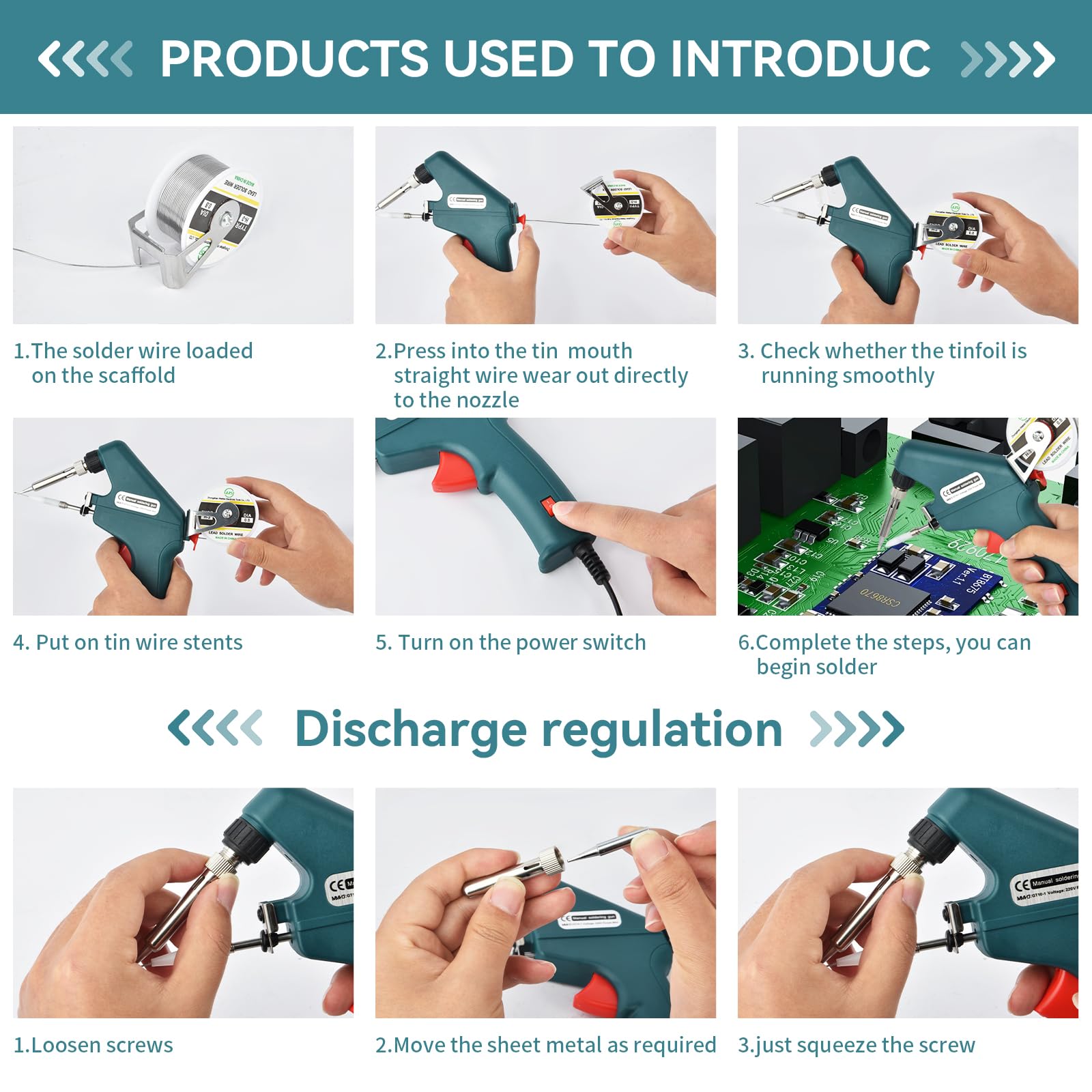 Kit de pistola de soldadura electrónica de 60 W, juego de 5 puntas de soldadura, bomba desoldadora, pinzas, cables de soldadura para reparación de coches, joyas, bricolaje, reparación de placas de