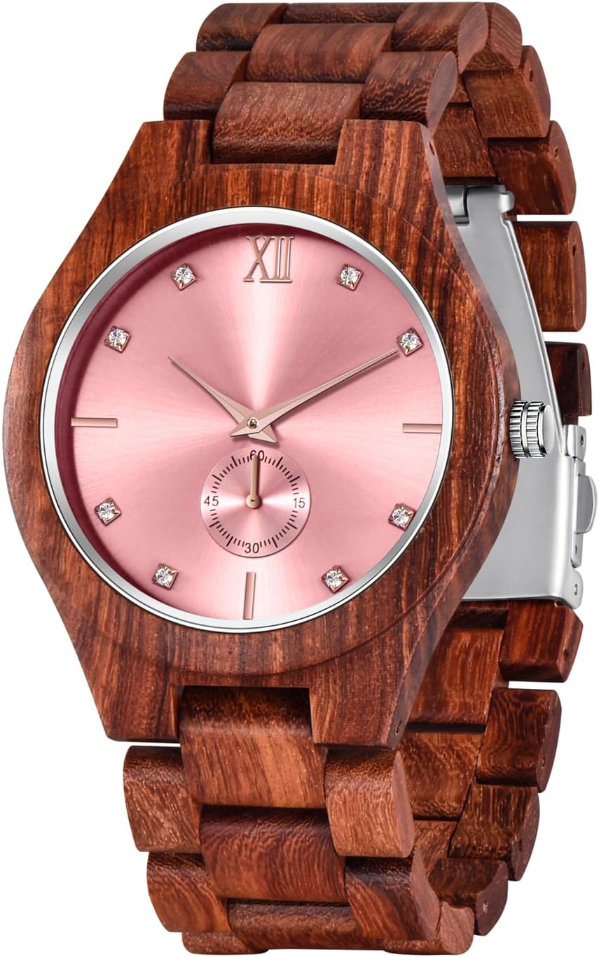 Men's Handmade Wooden Watches Mens Lightweight Analog Quartz Wood Mens Wrist Watch