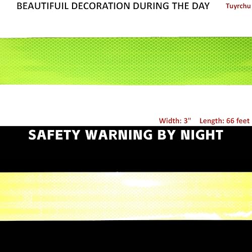 Miniatura 3 de Cinta reflectante que no se decolora, amarillo fluorescente, impermeable, para exteriores, 3 pulgadas, advertencia de alta visibilidad, cinta de