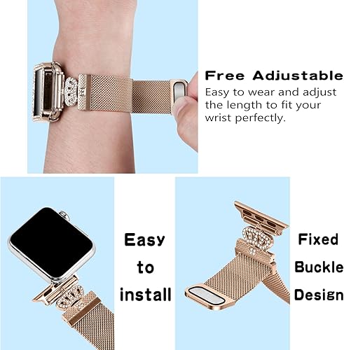 Miniatura 7 de YouthRun Correa magnética compatible con Apple Watch de 1.496 pulgadas, 1.575 pulgadas, 1.614 pulgadas, 1.654 pulgadas, 1.732 pulgadas, correa de