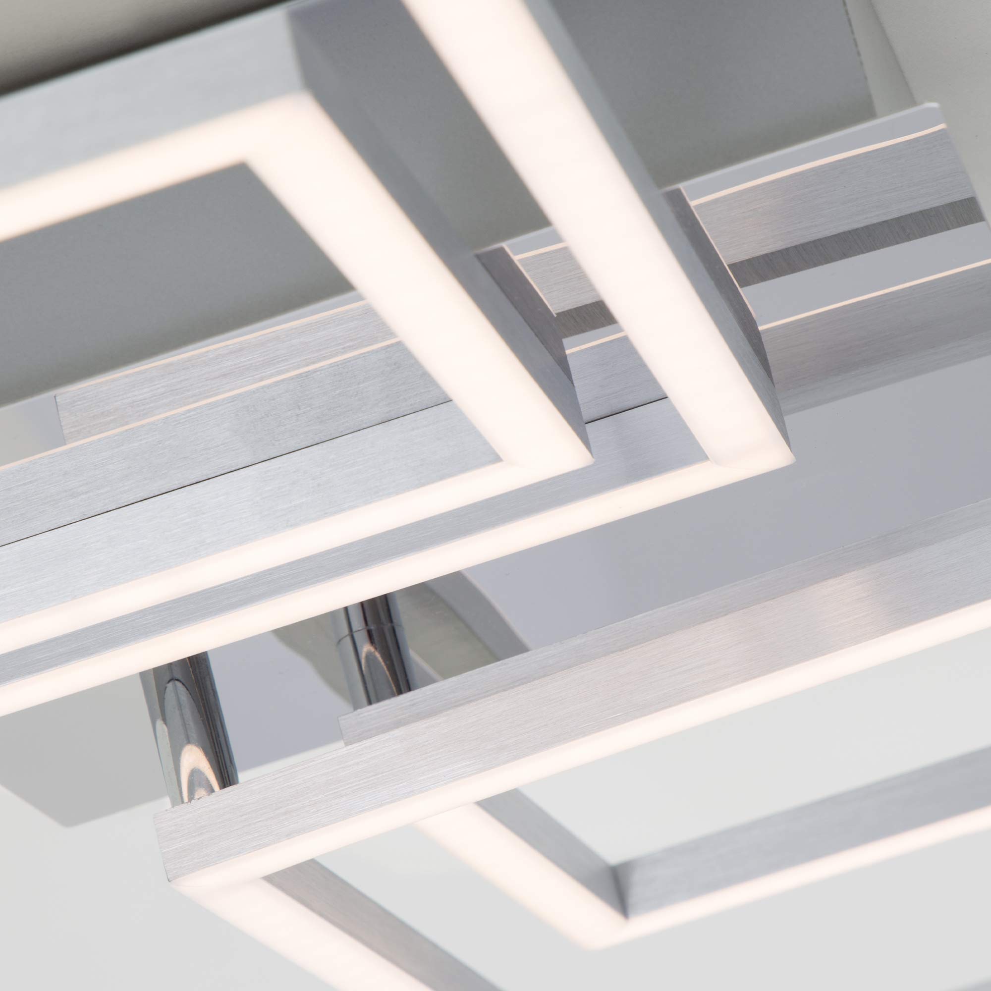 BRILONER Leuchten - LED Deckenleuchte, Deckenlampe dimmbar, inkl. Memoryfunktion, 2 LED-Module drehbar, 43,8 Watt, 3.600 Lumen, 3.000 Kelvin, Chrom-Alu, 656x520x96mm (LxBxH)