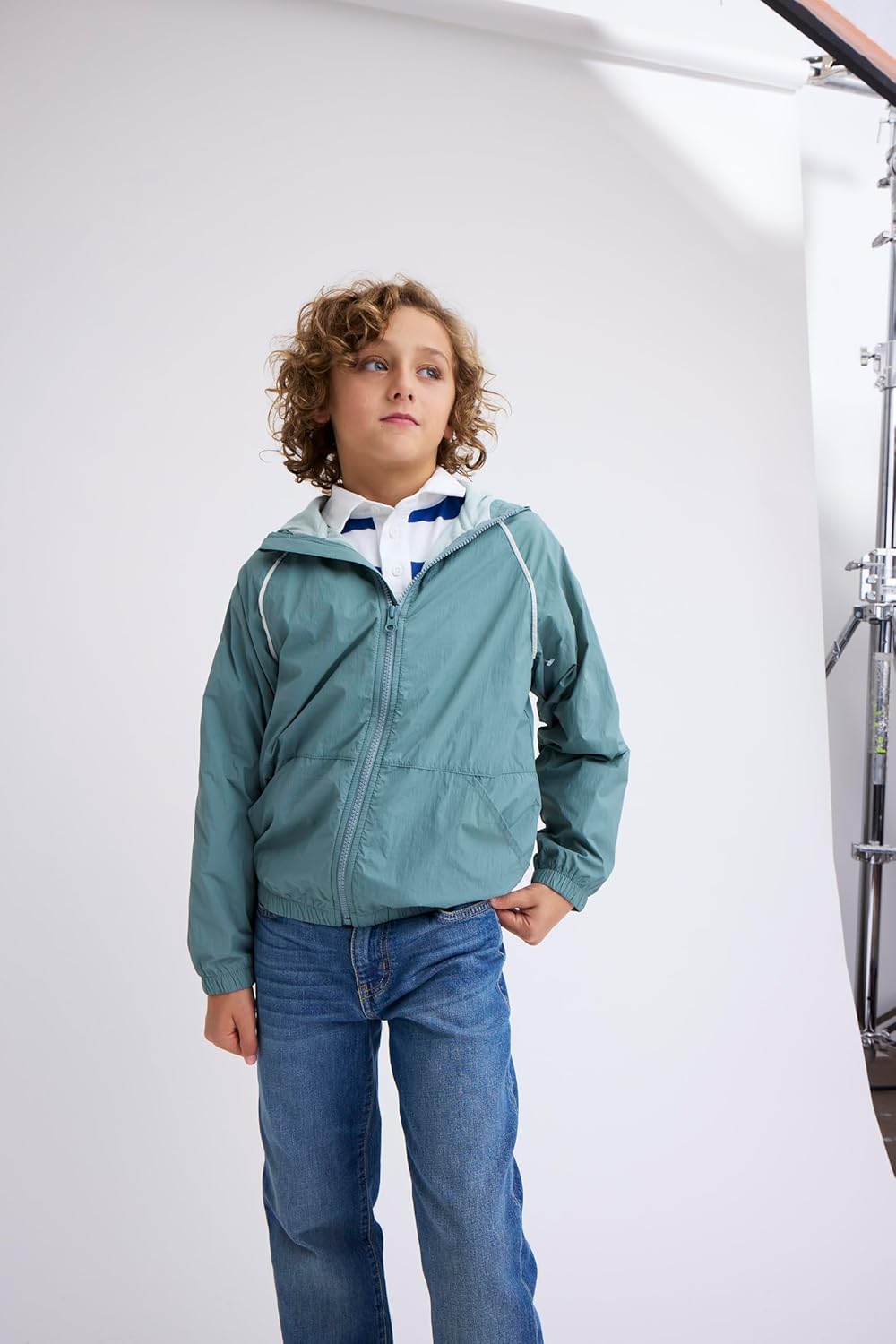 The Children's Place,Boys,Active Long Sleeve Contrast Windbreaker Jacket,Norway Spruce,Small
