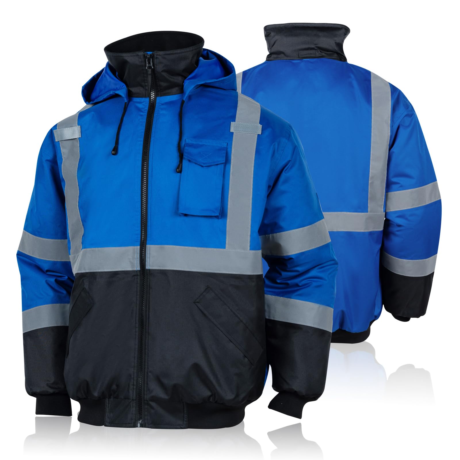 High Visibility Safety Bomber Jacket with Fleece Liner