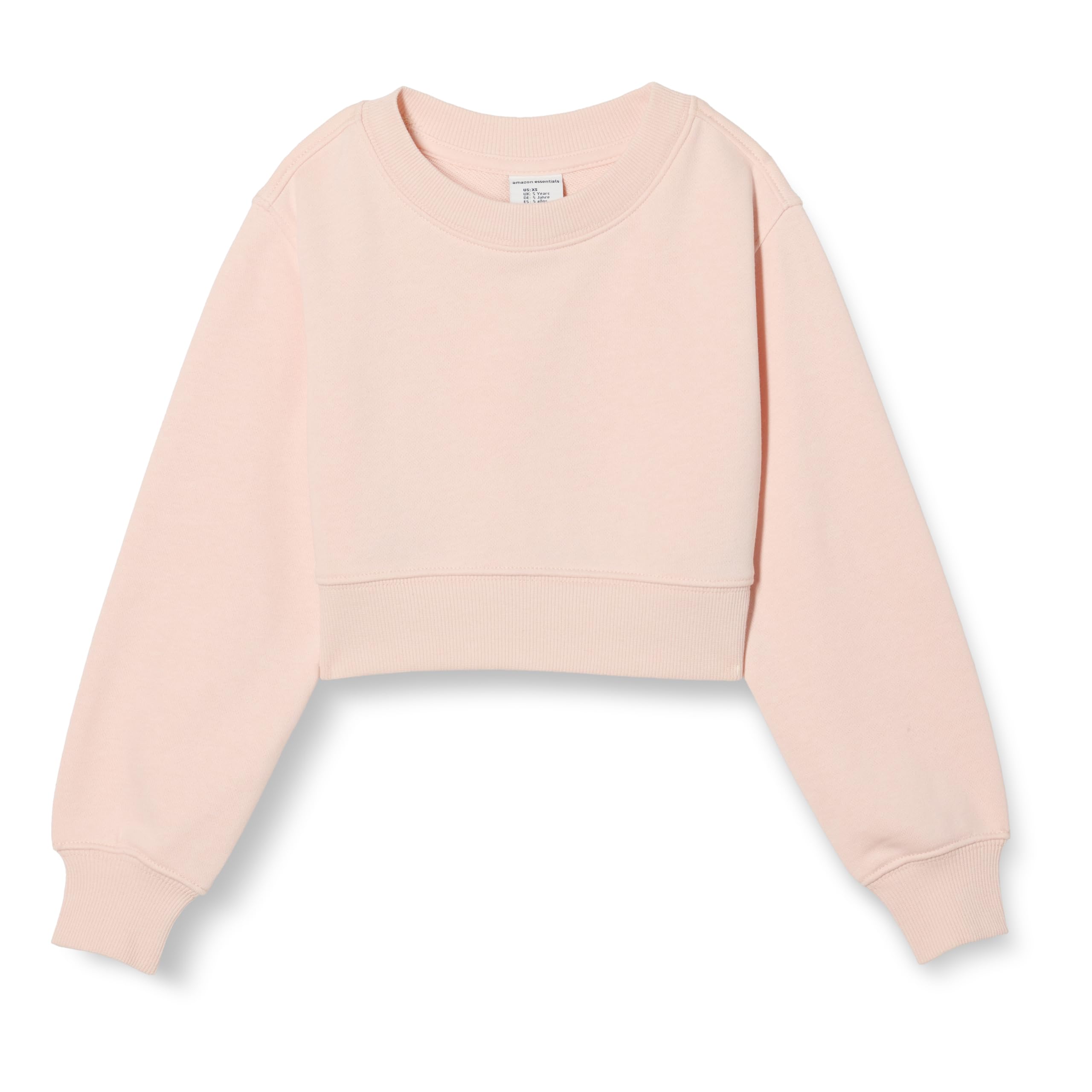 Amazon Essentials Girls' Cropped Sweatshirt, Light Pink, X-Small