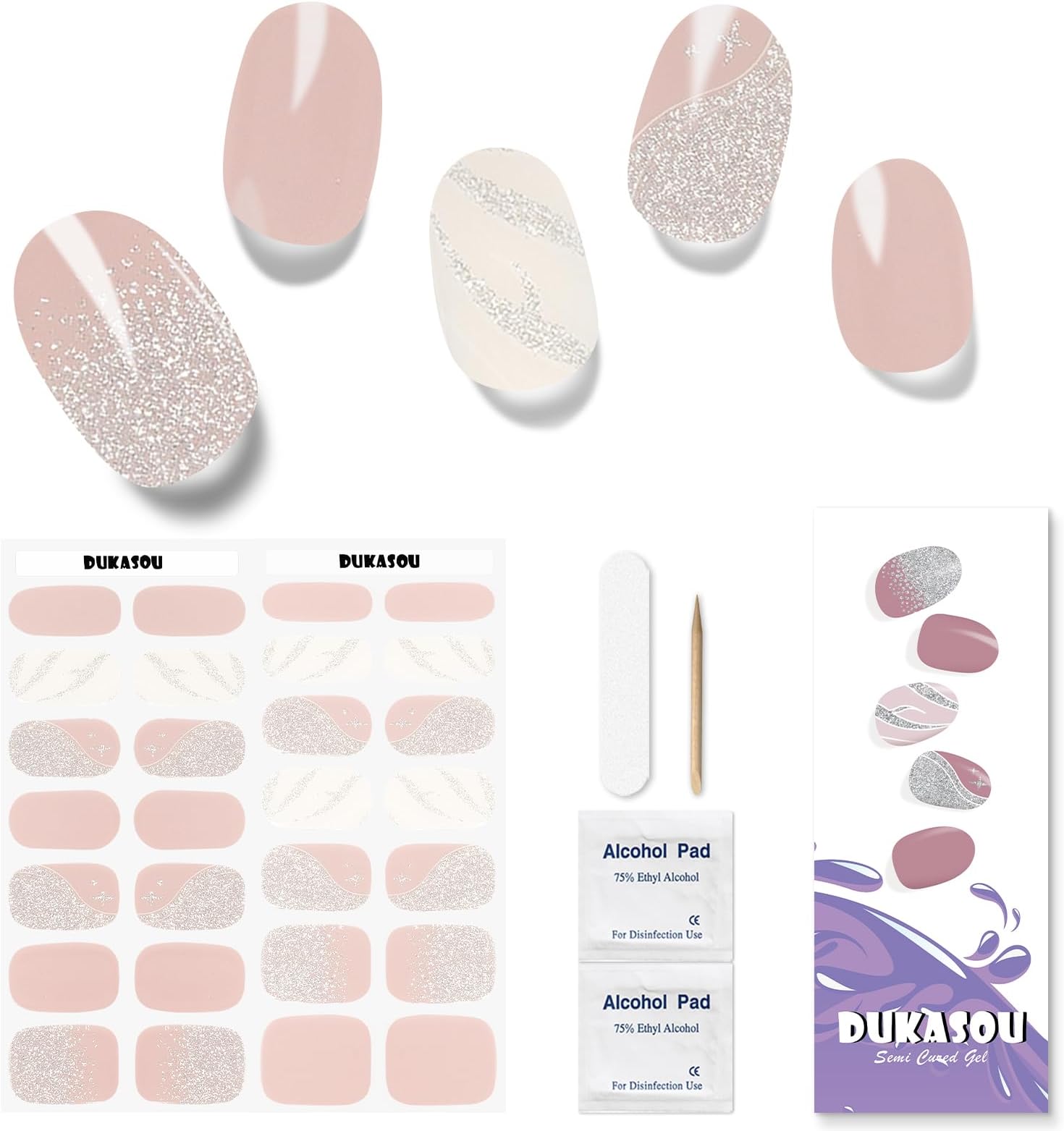 Semi Cured Gel Nail Strips Fench Nail Tips UV Nails Gel