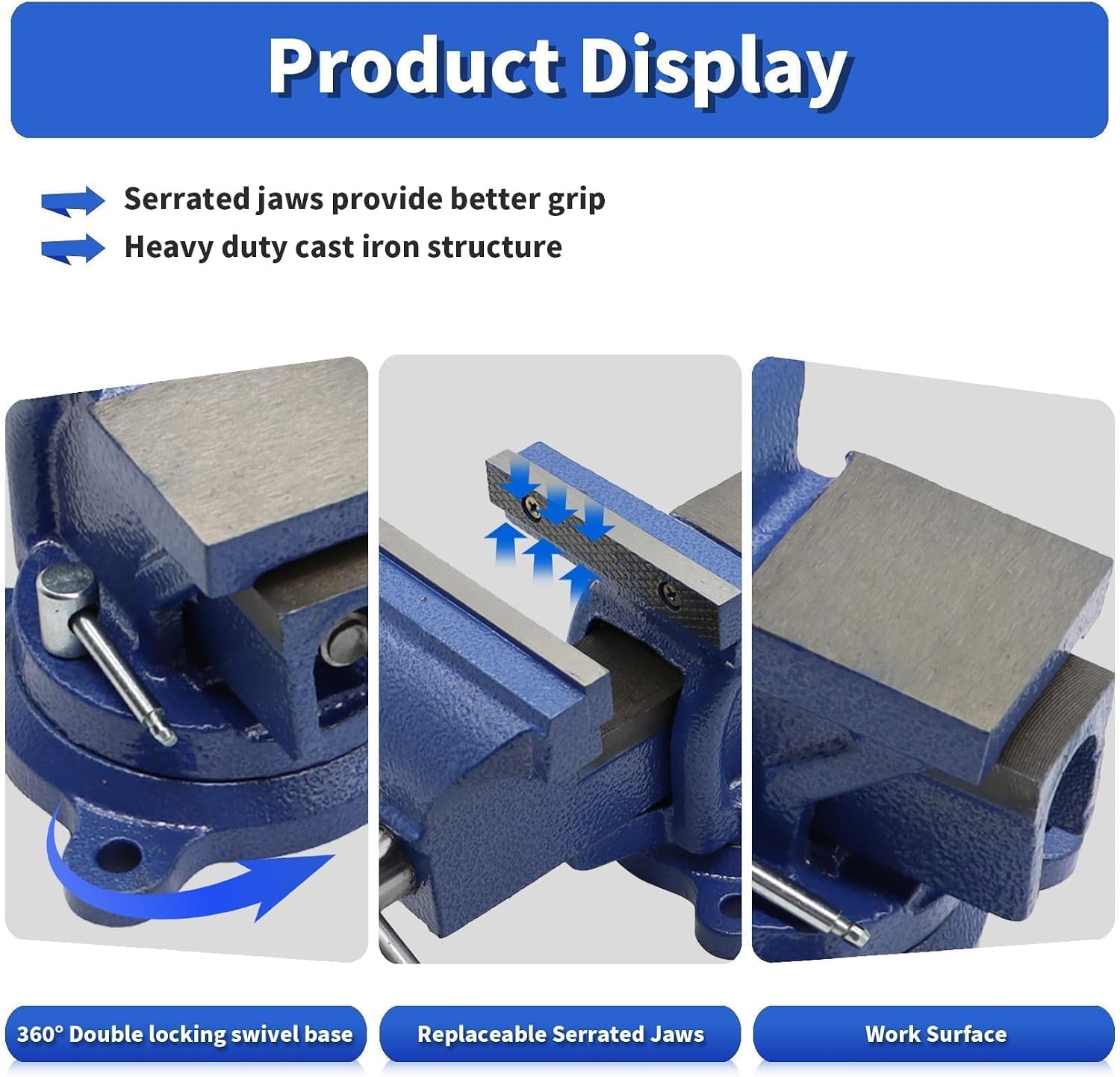 Condition photo showing As Is for nakkaa 4" bench vise ductile cast iron bench vise with 360° flexible swivel locking base heavy duty home work 4 inch bench vice 11ib/5kg | made of ductile cast iron, sturdy clamping tool for home workshop, hobby diy and light maintenance projects