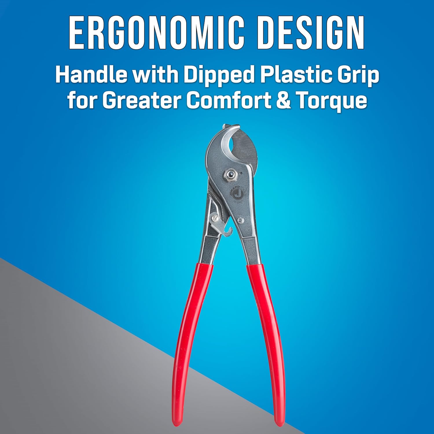 Jonard Tools JIC-63020 9" Curved Jaw Cable Cutter - Chrome Vanadium Steel, Curved Jaw, Shear-Type Blade, Cuts 100-Pair 24 AWG, Ergonomic Grip, Locking Mechanism