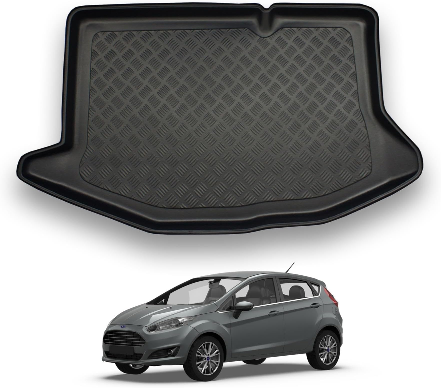 NOMAD Ford Fiesta (2008-2017) [MK6] Boot Liner Tailored Fit Car Floor Mat Protector Non Slip Waterproof Raised Edges Compatible Custom Fit Accessory Black Dog & Pet Friendly Easy Install All-Weather