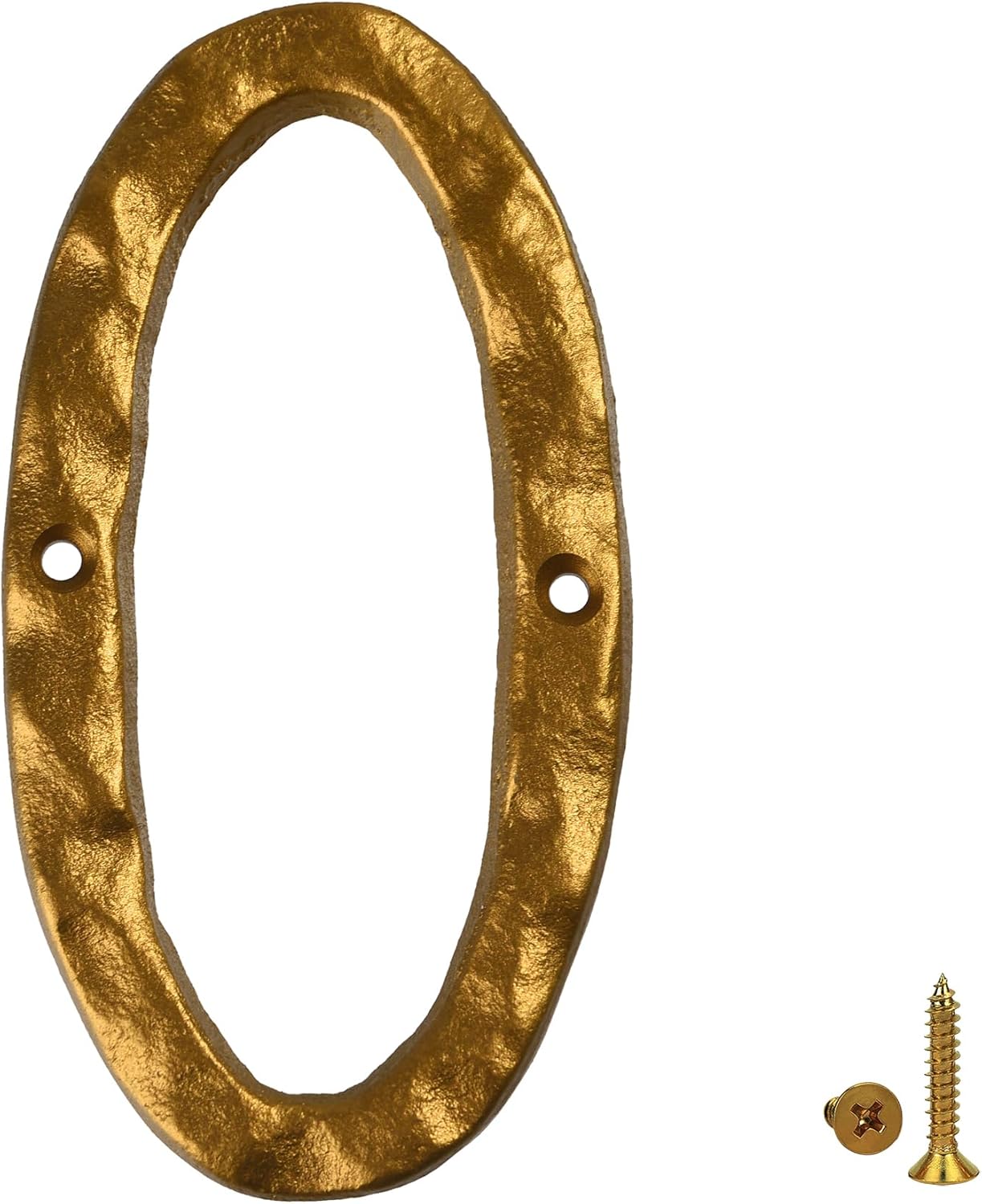 HILAZA House Number 1 for Outside, 5.5 Inch Cast Iron Metal Home House Address Numbers, Golden