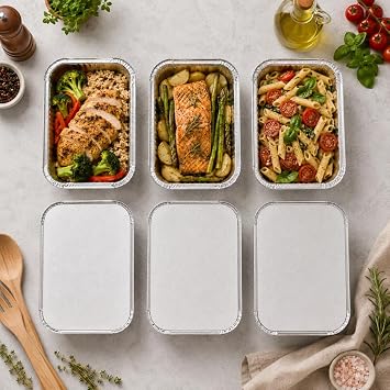 Greenwize Packaging - 50 Pack - 750ml - Aluminium Foil Containers with Lids