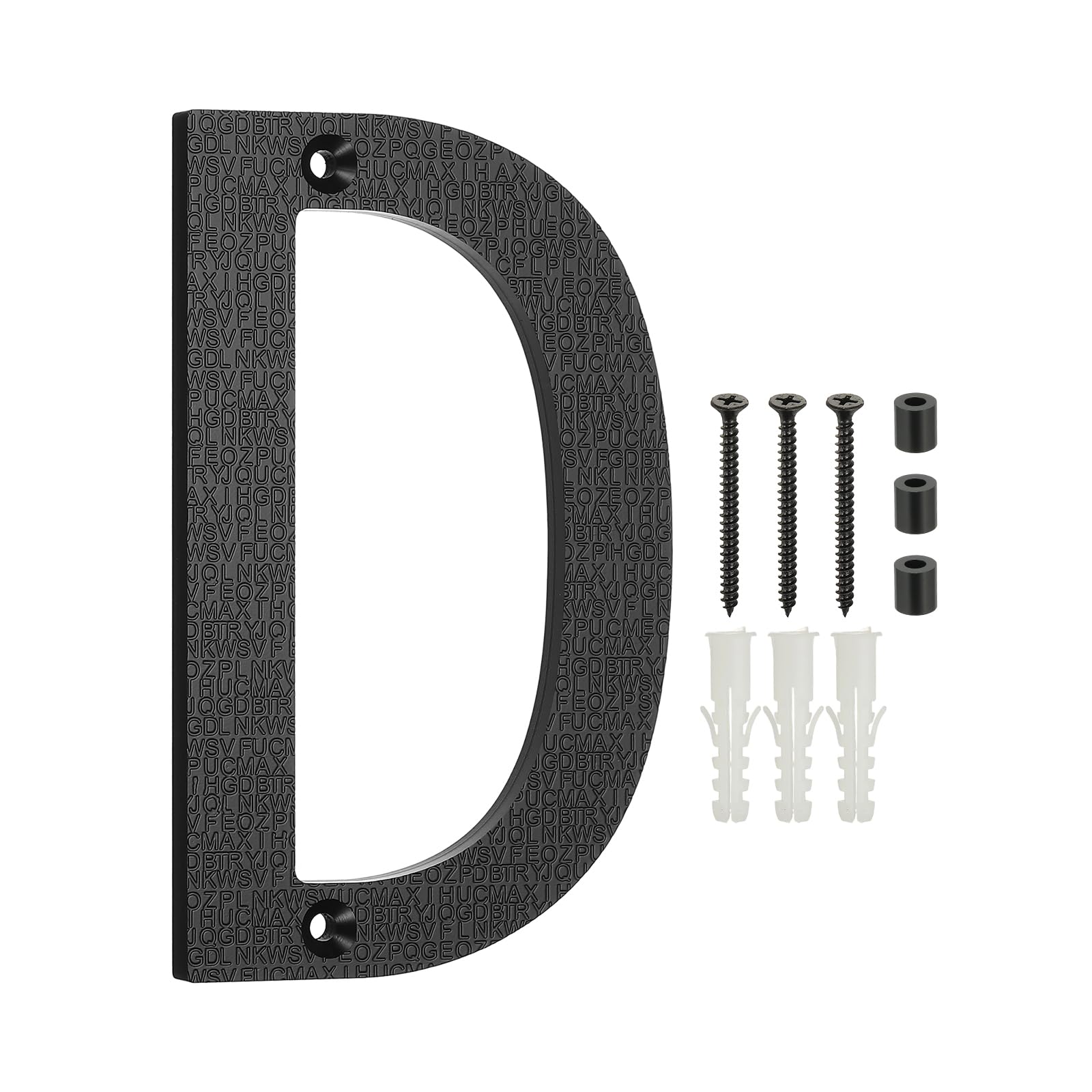 PATIKIL 6 Inch House Numbers for Outside, Letter D ABS Plastic Texture Floating House Number Modern Mailbox Address Door Numbers with Nail Kit for Outdoor Residential Street, Black