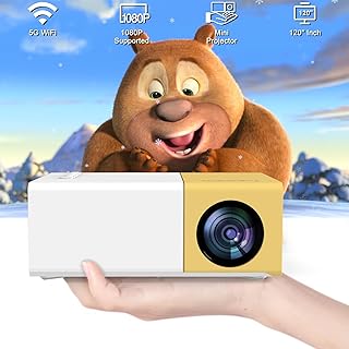 zemeollo Portable Projector 5G WiFi, Mini Full HD 1080p Supported, Home Theater Video Compatible with iOS/Android Smartphone/Tablet/Laptop/ PS4/ TV Stick, Smart HDMI/USB