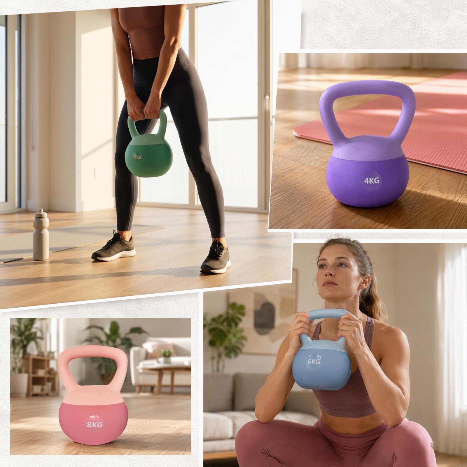 Kettlebell Morbida 4kg/6kg/8kg/10kg Riempita di Sabbia Ferro