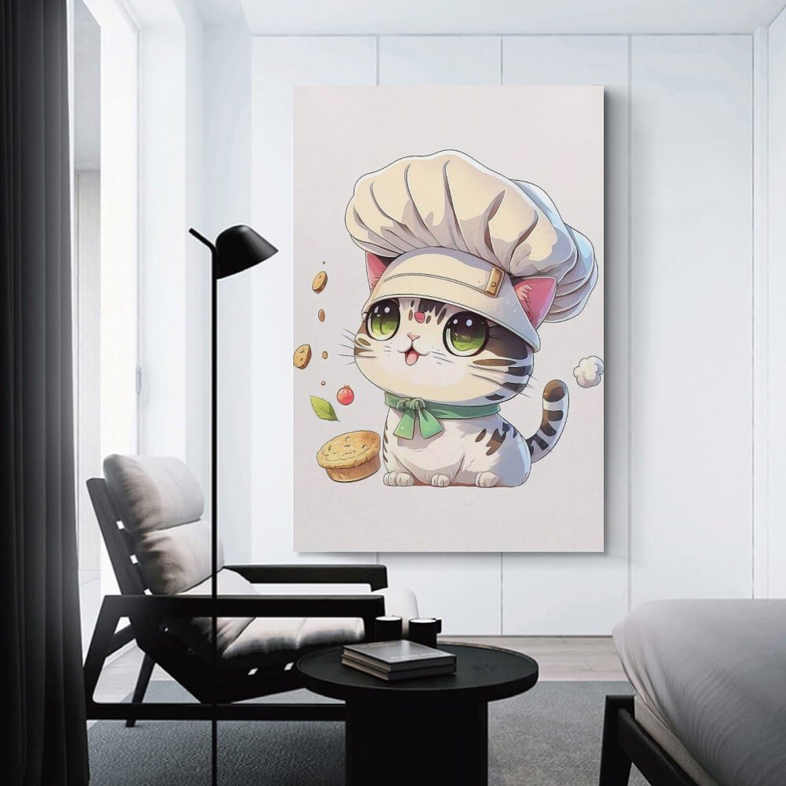 Junmoney Cat Chef Cute Wall Art Print, 16x24inch(40x60cm), for Corridors, Hallways Or Apartment Entries, Wall Decor to Refresh Empty Corners