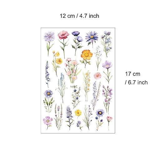 Miniatura 3 de Everjoy Acuarela flores silvestres pequeñas calcomanías temporales de tatuajes  tatuajes falsos florales pequeños impermeables para mujeres y niñas