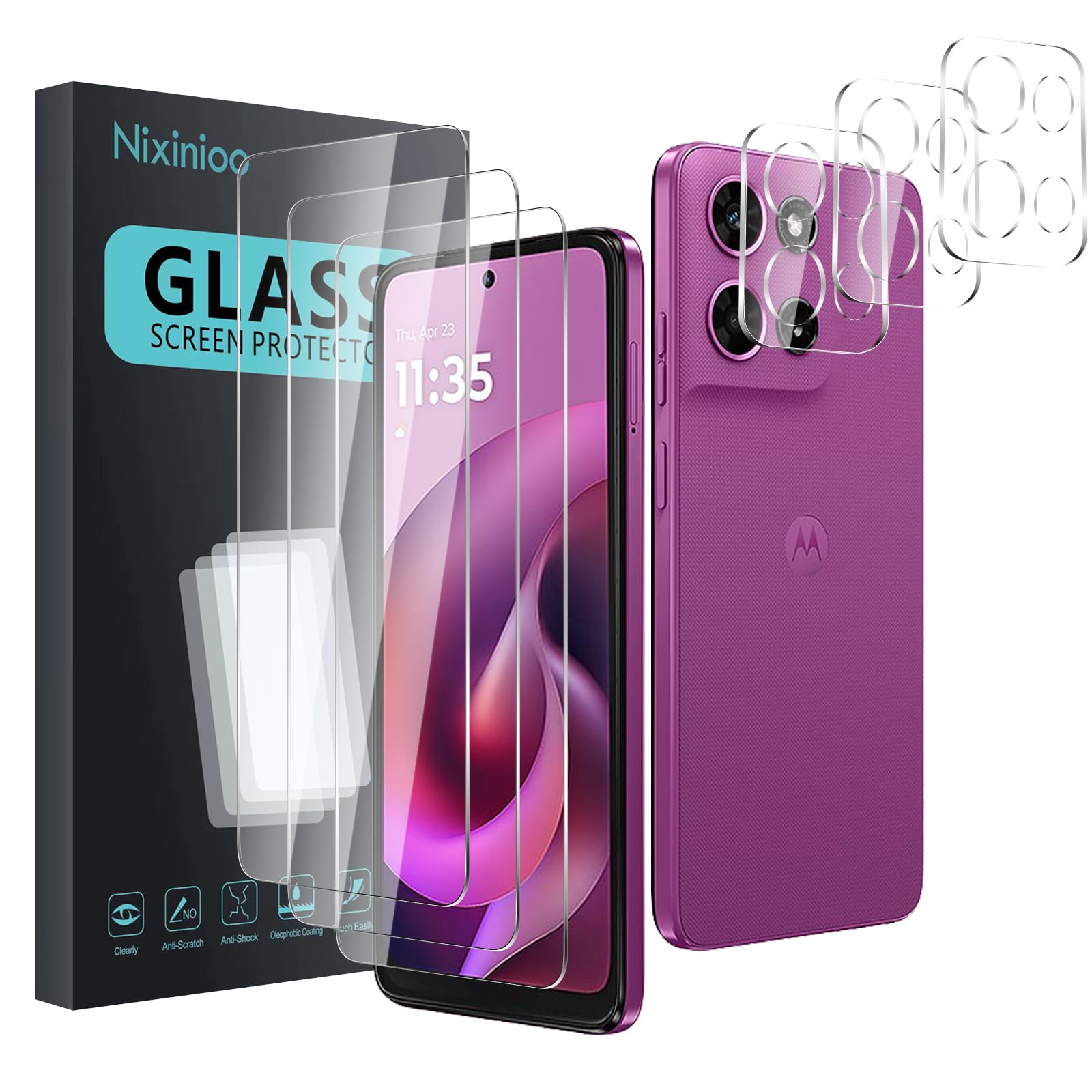 Photo 1 of Nixinioo 3-Pack Tempered Glass Screen Protector for Motorola Moto G 5G 2026/Play