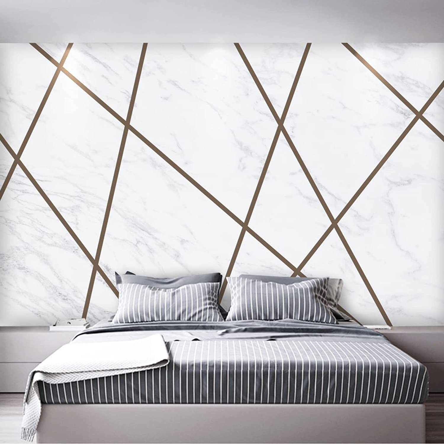 Mural Papel Pintado Foto Casa Personalizado 3D Papel Pintado Mural Líneas Geométricas De Mármol Pared De Fondo De Tv Para Sala De Estar, Pintura En Lienzo Impermeable, Carteles De Pared Autoadhesivos