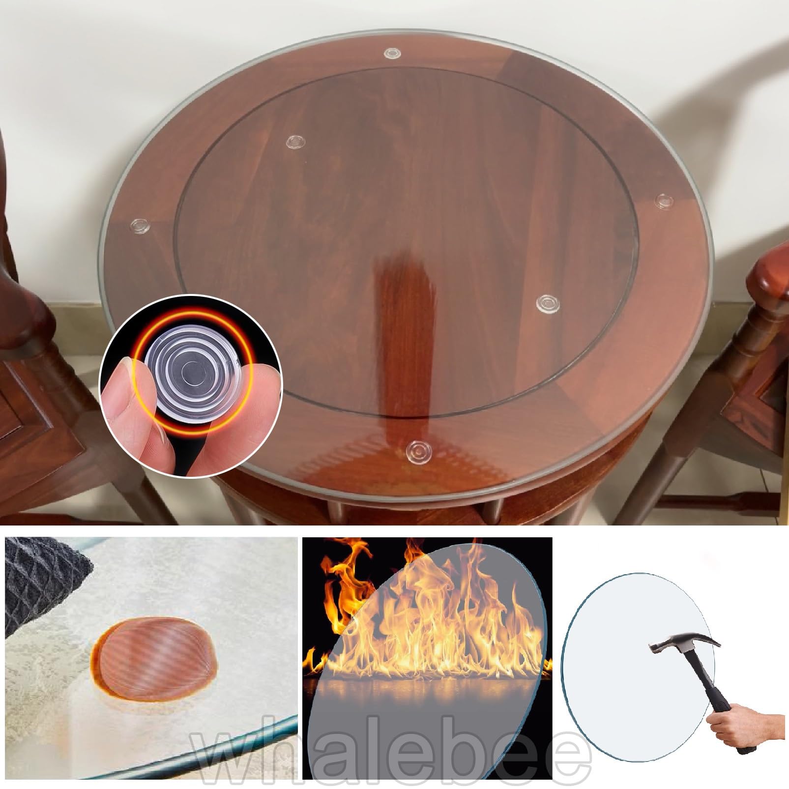 Plateau De Table Rond En Verre For Patio, Verre Trempé 38-80-90 Cm